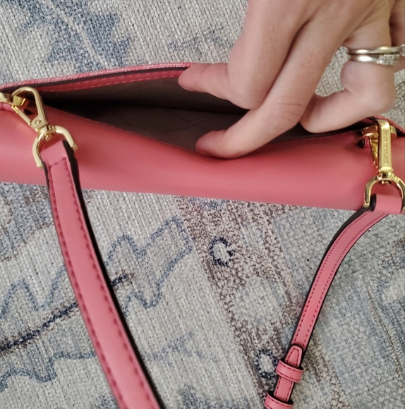 Michael Kors Pink Signature Coated Canvas and Leather Envelope Flap Clutch - Picture 11 of 16